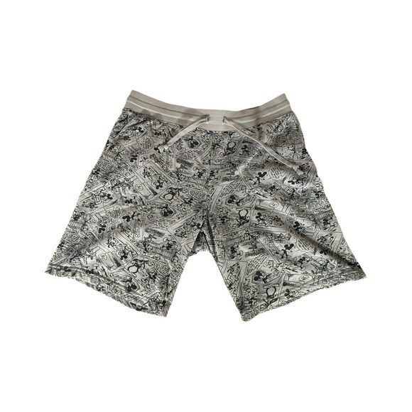 Disney Other - Disney Shorts Adult Large Grey Mickey Text All Over Print Drawstring Relax Mens